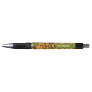 Trendy Retro Bloemen Patroon Aangepaste naam blok Pen