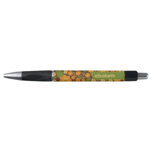 Trendy Retro Bloemen Patroon Aangepaste naam blok Pen (Voorkant)