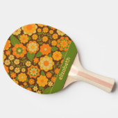 Trendy Retro Bloemen Patroon Aangepaste naam blok Tafeltennisbatje (Zijkant)