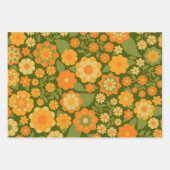 Trendy Retro Bloemen Patroon - funky Inpakpapier Vel (Voorkant 3)