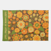 Trendy Retro Bloemmotief Aangepaste naam blok  Theedoek (Horizontaal)