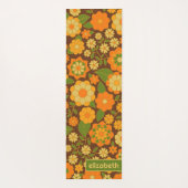 Trendy Retro Bloemmotief Aangepaste naam blok Yogamat (Achterkant)
