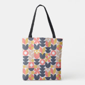 Trendy Retro bloemmotief Tote Bag (Achterkant)
