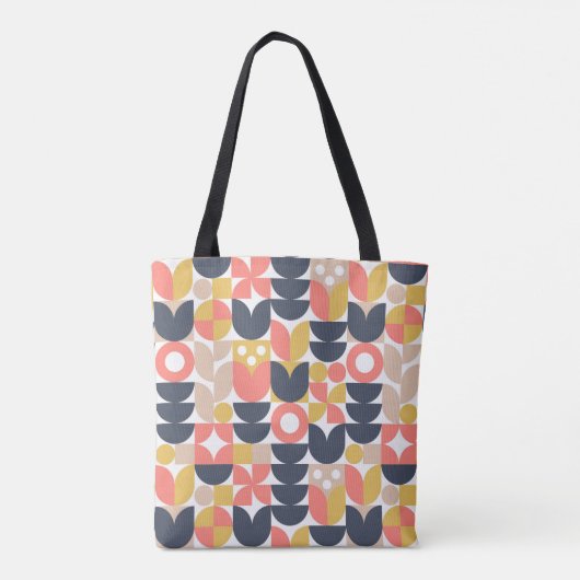 Trendy Retro bloemmotief Tote Bag (Achterkant)