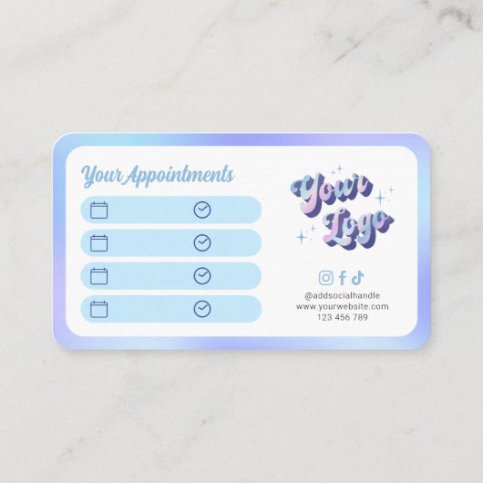 Trendy Retro Blue Hair Spa Lash Beauty Salon Logo Afsprakenkaartje (Achterkant)