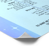 Trendy Retro Blue Holographic Salon Services Menu Poster (Hoek)