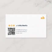 Trendy Retro Blue & Oranje QR Code Social Media Visitekaartje (Achterkant)