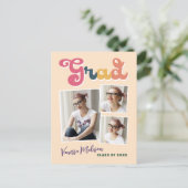 Trendy Retro  Boho Afstudeerder 3 Foto Collage Briefkaart (Staand voorkant)