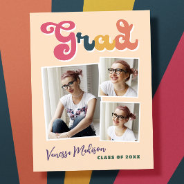 Trendy Retro  Boho Afstudeerder 3 Foto Collage Briefkaart