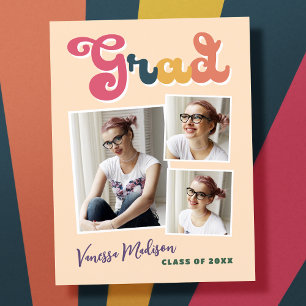 Trendy Retro  Boho Afstudeerder 3 Foto Collage Briefkaart