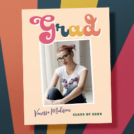 Trendy Retro  Boho Afstudeerder Fotoaankondiging Briefkaart