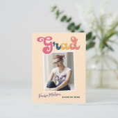 Trendy Retro  Boho Afstudeerder Fotoaankondiging Briefkaart (Staand voorkant)
