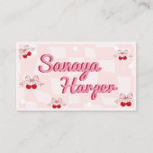 Trendy Retro Boho Cherry Coquette roze patroon Visitekaartje (Voorkant)