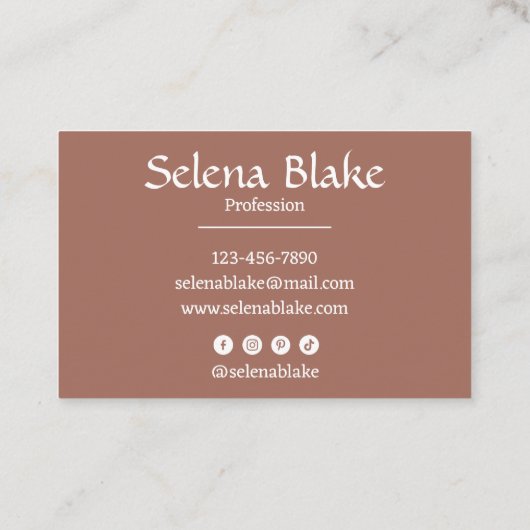 Trendy Retro Boho – Modern bruin en wit Visitekaartje (Achterkant)