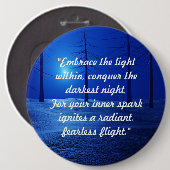 Trendy retro boho script blauw bos gepersonaliseer ronde button 6,0 cm (Voorkant /achterkant)