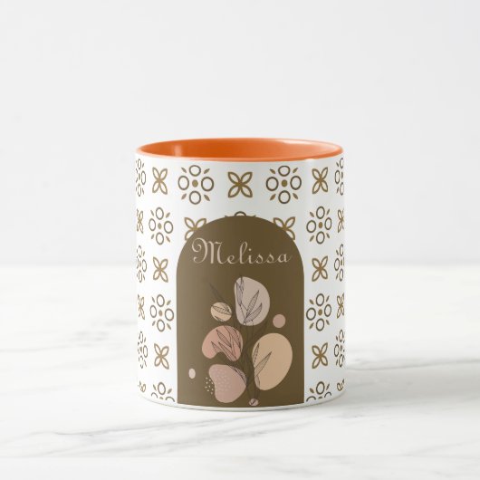 Trendy retro boho stijl kleurrijk geometrisch patr mok (Midden)