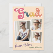 Trendy Retro Boho Typografie 3 Foto Afstudeerder Aankondiging (Voorkant)