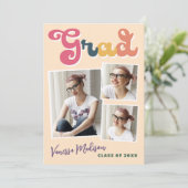 Trendy Retro Boho Typografie 3 Foto Afstudeerder Aankondiging (Staand voorkant)