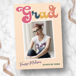 Trendy Retro  Boho Typografie Foto Afstudeerder Aankondiging