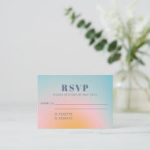Trendy Retro Celestial Blue Gradient RSVP Informatiekaartje (Staand voorkant)