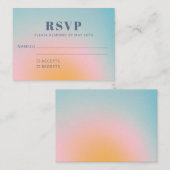 Trendy Retro Celestial Blue Gradient RSVP Informatiekaartje (Voorkant / Achterkant)