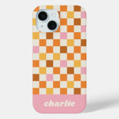 Trendy Retro Checkerboard Monogram Case-Mate iPhone Case (Achterkant)