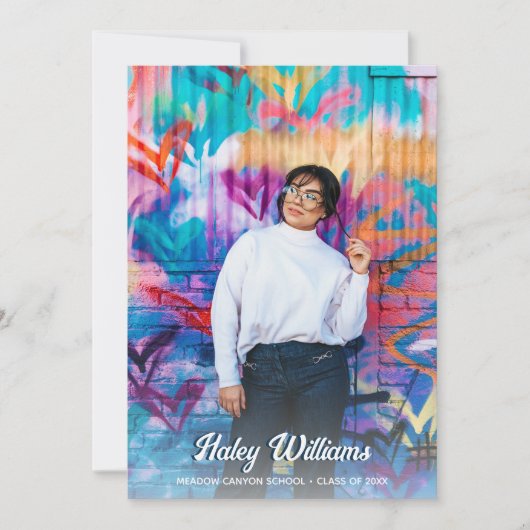 Trendy Retro Custom Twee Foto Afstuderen Aankondiging (Voorkant)