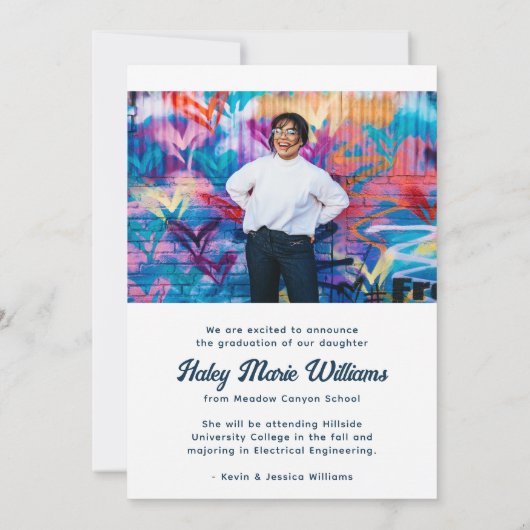 Trendy Retro Custom Twee Foto Afstuderen Aankondiging (Achterkant)