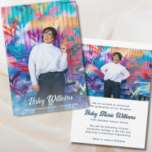 Trendy Retro Custom Twee Foto Afstuderen