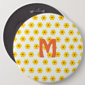Trendy Retro Daisies Gele Bloemen monogram Ronde Button 6,0 Cm (Voorkant /achterkant)