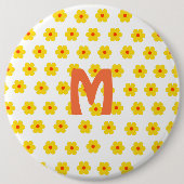 Trendy Retro Daisies Gele Bloemen monogram Ronde Button 6,0 Cm (Voorkant)