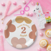 Trendy Retro Daisies Meisje Verjaardag Papieren Bordje (Feest)