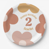 Trendy Retro Daisies Meisje Verjaardag Papieren Bordje (Voorkant)