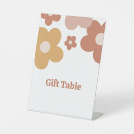 Trendy Retro Daisies Meisje Verjaardag Reclamebord Met Voetstuk