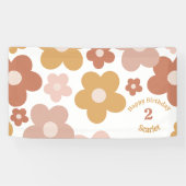 Trendy Retro Daisies Meisje Verjaardag Spandoek (Horizontaal)