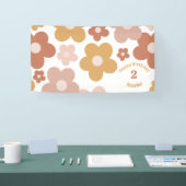 Trendy Retro Daisies Meisje Verjaardag Spandoek (Beurs)