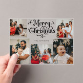 Trendy Retro Family Photo Collage Christmas Card Acryl Uitnodigingen (Insitu (Draagbaar))
