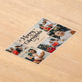 Trendy Retro Family Photo Collage Christmas Card Acryl Uitnodigingen (Laagn)