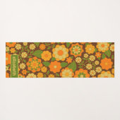 Trendy Retro Floral Pattern Custom name block  Yogamat (Achterkant (horizontaal))