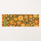 Trendy Retro Floral Pattern Custom name block  Yogamat (Voorkant (horizontaal))