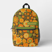 Trendy Retro Floral Pattern met name block Bedrukte Rugzak (Voorkant)