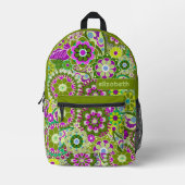 Trendy Retro Floral Pattern met name block Bedrukte Rugzak (Voorkant)