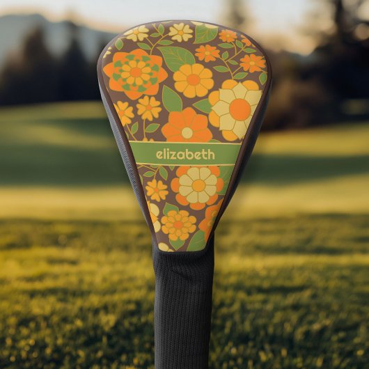 Trendy Retro Floral Pattern met name block Golfheadcover