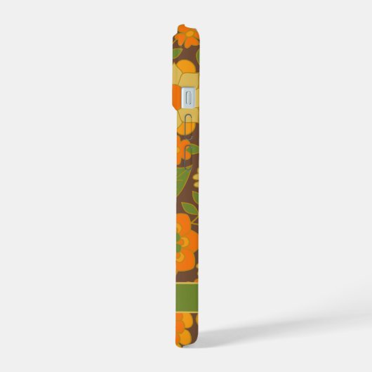 Trendy Retro Floral Pattern met name block iPhone 15 Case (Linkerkant)