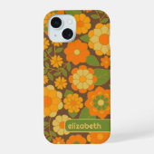 Trendy Retro Floral Pattern met name block iPhone 15 Case (Achterkant)