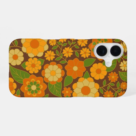 Trendy Retro Floral Pattern met name block iPhone 16 Hoesje (Achterkant horizontaal)