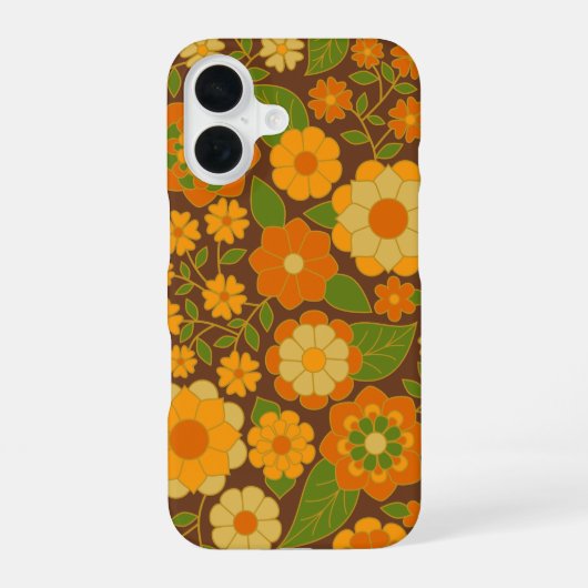 Trendy Retro Floral Pattern met name block iPhone 16 Hoesje (Achterkant)