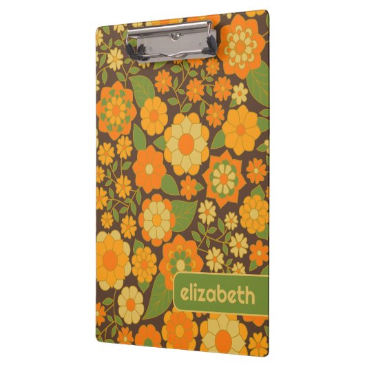 Trendy Retro Floral Pattern met name block Klembord (Links)