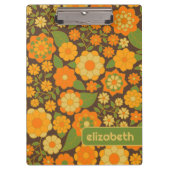 Trendy Retro Floral Pattern met name block Klembord (Voorkant)