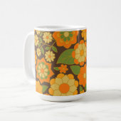 Trendy Retro Floral Pattern met name block Koffiemok (Voorkant links)
